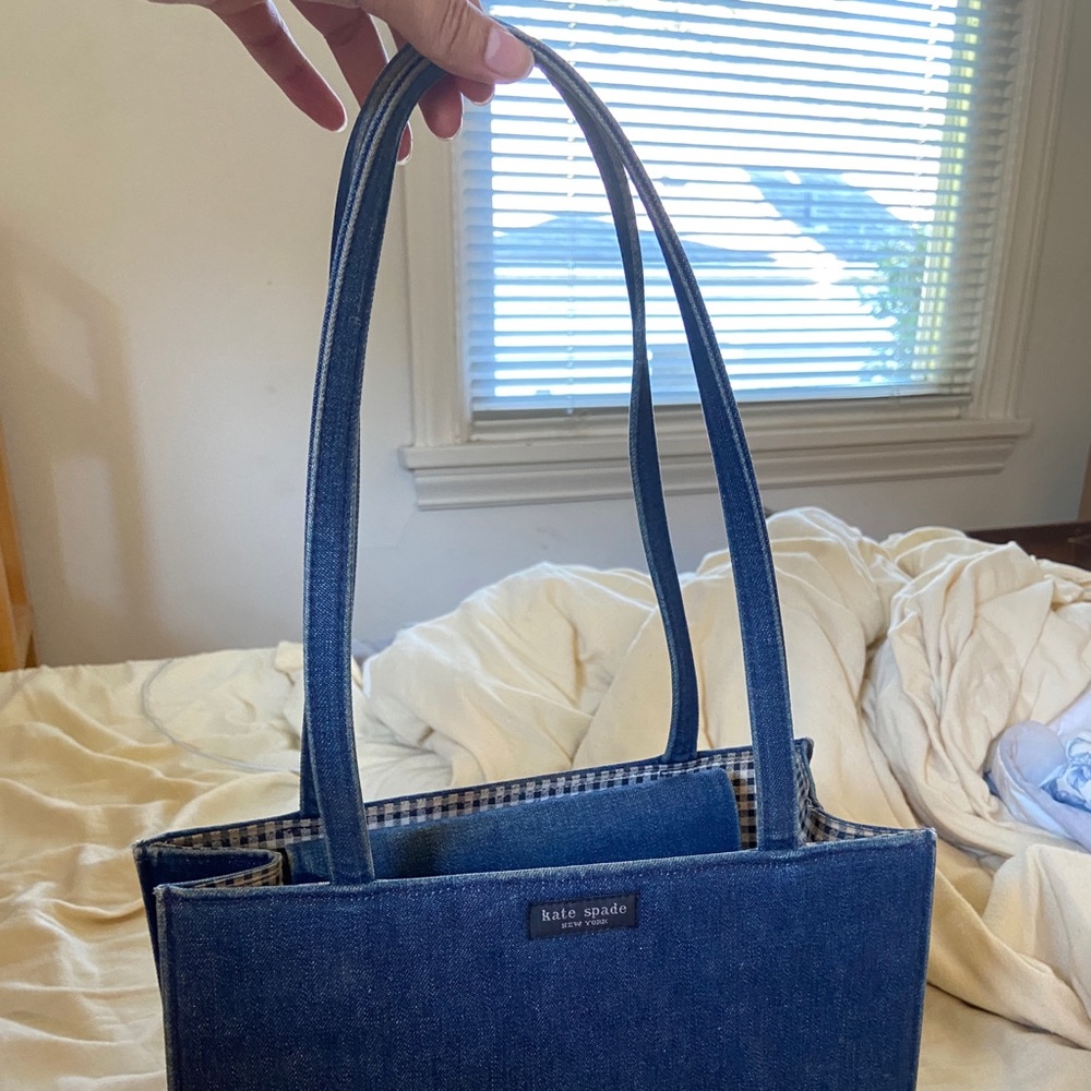 Kate Spade blue denim jean tote bag purse - Picture 3 of 4